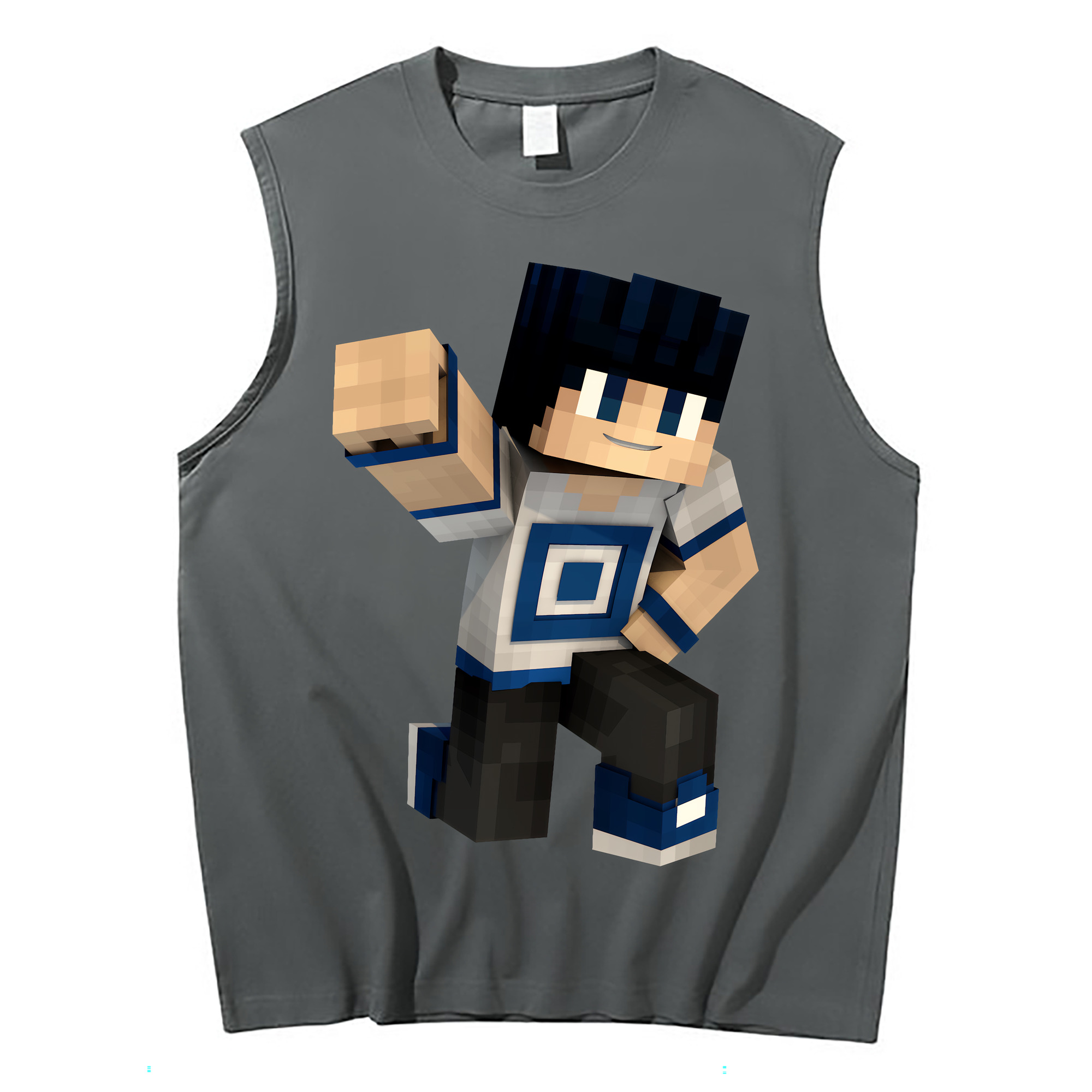 （画像用） マインクラフト ブロックの世界 Minecraft MC Block world コットン100％タンクトップ（フロントプリント）
